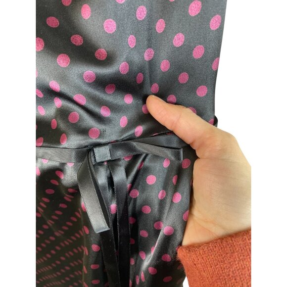 Pinup V-Neck Polka Dot Sleeveless Dress With Ruffle Trim & Waist Tie Size 12 - Picture 4 of 10